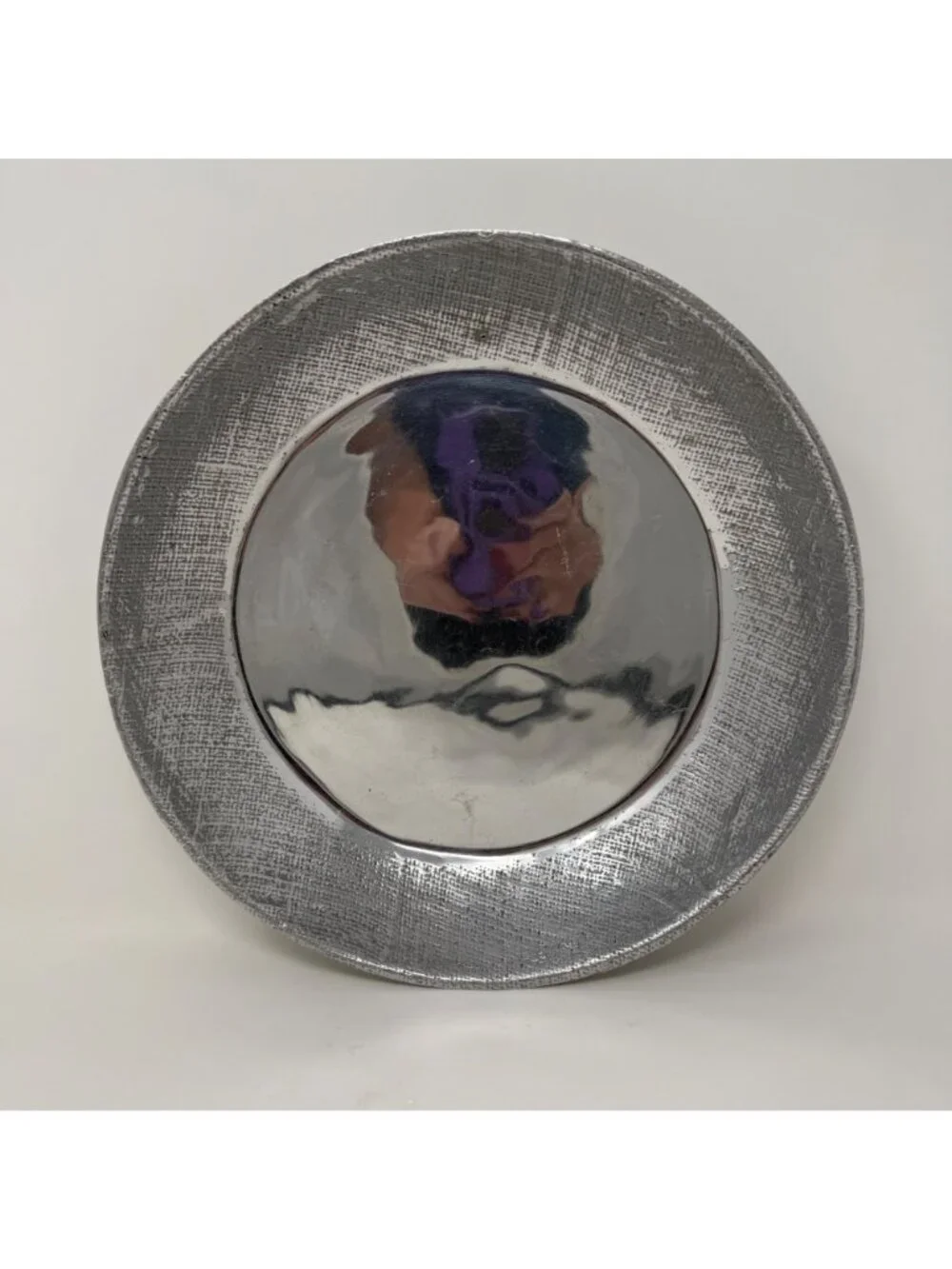 Mexican Hammered Metal Footed Bowl & Tray Set